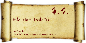 Héder Iván névjegykártya